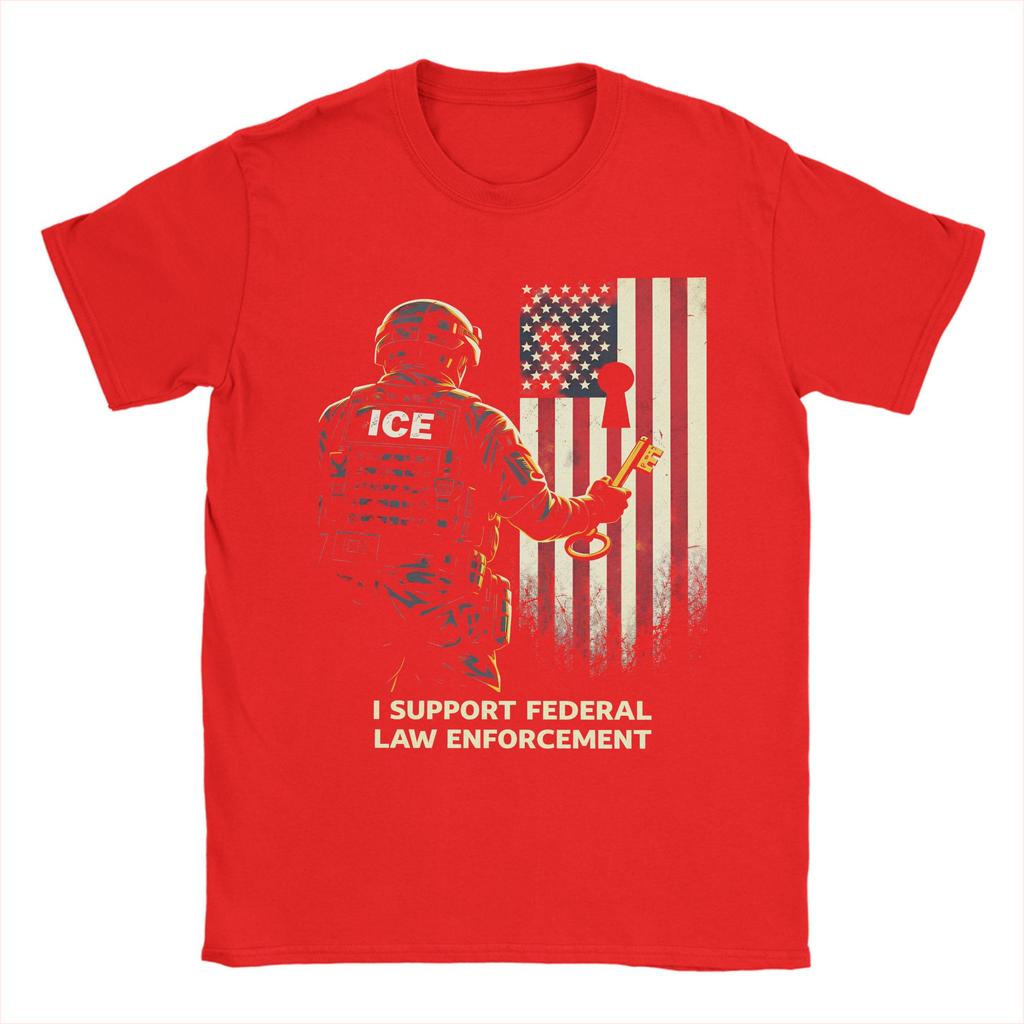 Summer ICE Agent I Federal Law Enforcement Popular T Shirts  Cotton Tee Shirt for Men Aesthetic Design Short Sleeve Tops