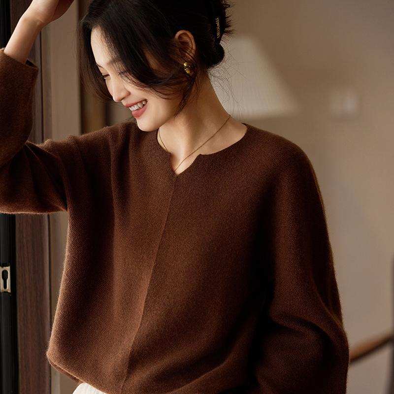 Dámský kašmírový svetr Kašmír Qinghe 30% kašmír 70% vlna podzimní a zimní pulovr hřejivý a módní