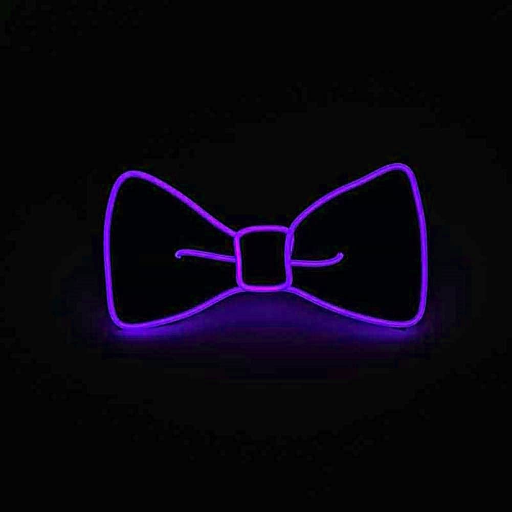 [YUANT] LED Bow Tie, Light-Up Bow Tie, Glowing LED Bow Tie, Adjustable EL Wire LED Light-Up Glowing Bow Tie (Purple)
