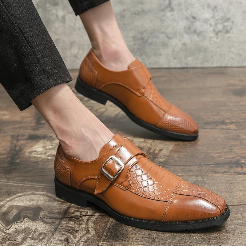 Fashion Leather Designer Brand Monks Snake Luxury Men Casual Office Business Man Loafers Mens Moccasins Driving Wedding Dress Male Shoes