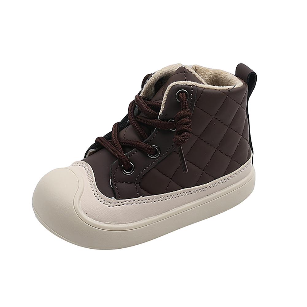 

Faux Fur Winter Boots For Children Trend Fashion Plaid Kid s Plush Boots Anti-slippery Boy s Girl s Snow Boots Winter Shoes 23