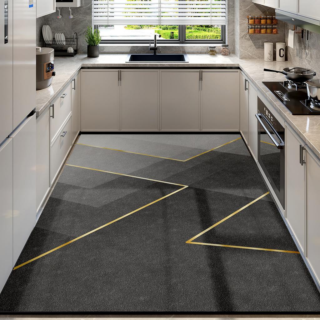 New kitchen floor mat, large-area, full-coverage, stain-resistant, diatomaceous earth, non-slip, water-absorbing, oil-absorbing, quick-drying