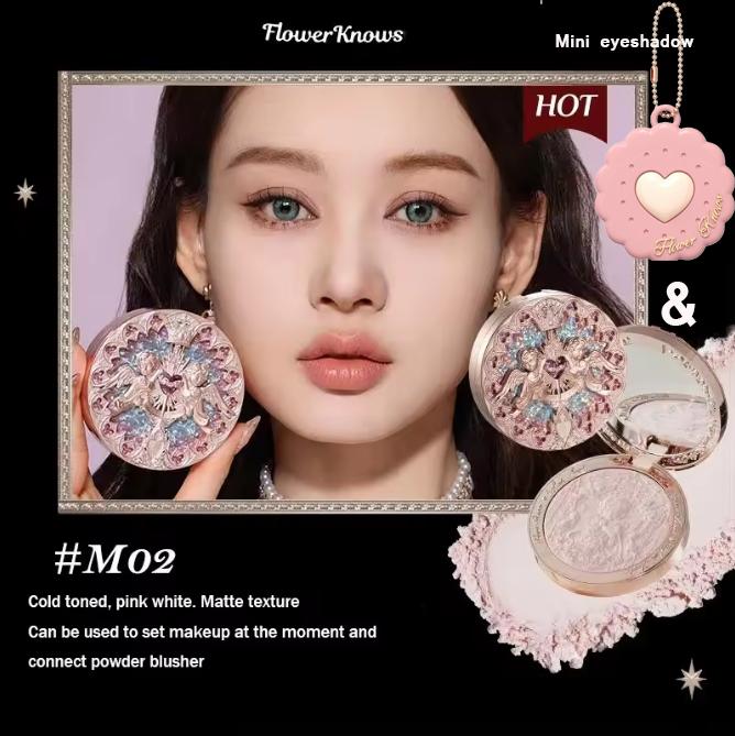 Flower Knows Body Glitter Little Angel Relief Highlight Face Powder Iluminador Makeup Contour Highlighter Palette 8g/0.3Fl.oz