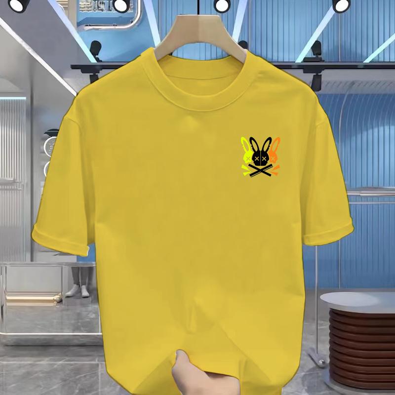 Men's 100% Cotton Summer Loose Fit Large Rabbit Skull Graphic Printed Slim Fit Casual Sports Round Neck Short Sleeved T-shirt