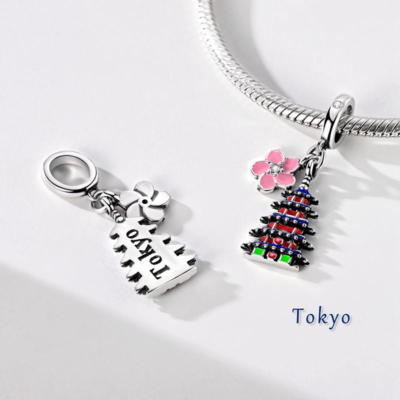 Fit Original Bracelet Charms Diy Copper Tokyo Paris Rome Vienna Constructions Charm Beads Spring Festival Jewelry Gift