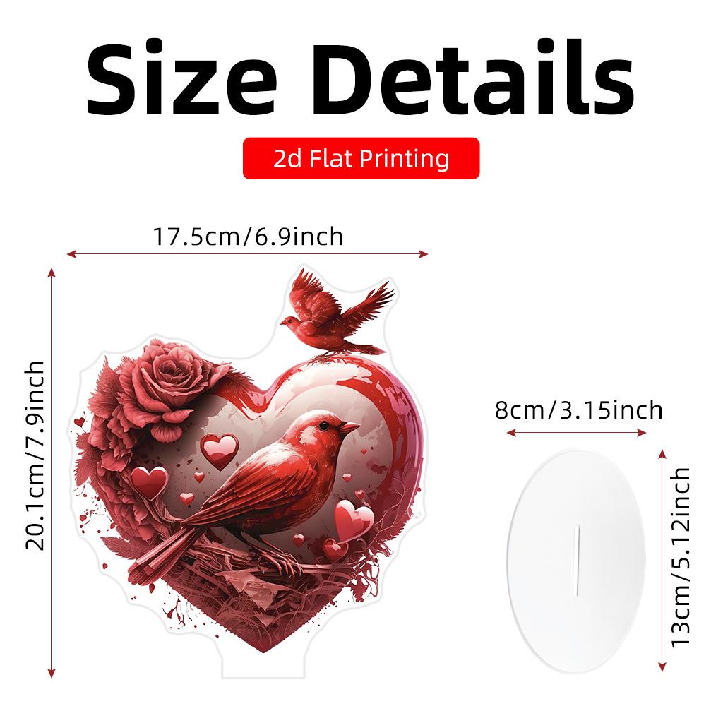 

Сердце Красная Птица Цветок Акриловый Настольный (YBT5034)