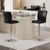 Height-adjustable Bar Stool, Set of 2, 360 Degrees Rotatable. Luxurious Black-silver Design Made of Water-repellent PU Leather