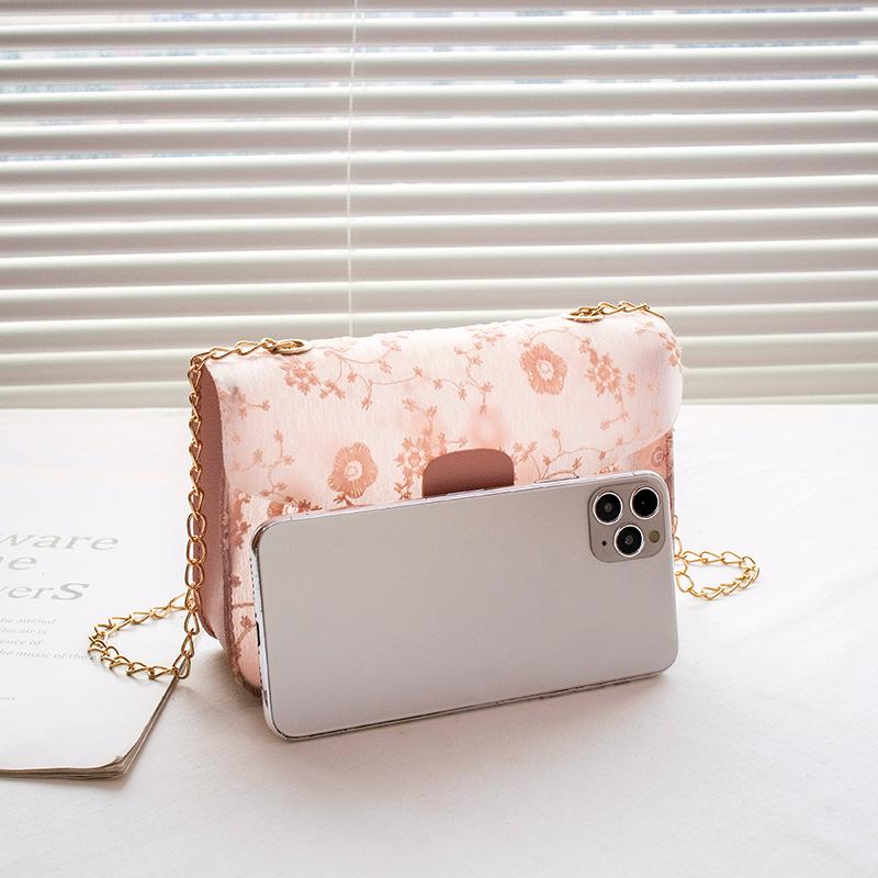 Spring New Product Fashion Lace Small Square Bag Casual Mobile Phone Bag Mini Women's Bag Chain Bag
