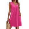 Ärmelloses A-Linien-Kleid mit geschlitztem Saum für Damen, lockere Passform, lässig, V-Ausschnitt, bedrucktes Kleid, geeignet für den täglichen Gebrauch und Outdoor