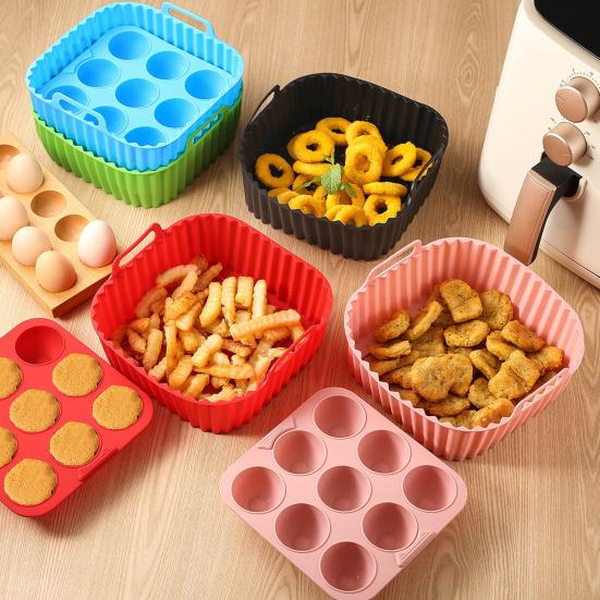 Air Fryer Liners Silicone Basket Square Oven Pan for Even Heating High Temp Resistant Cake Molds for Creative Cooking