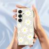 For Samsung Galaxy S25 Case White Daisy Pattern Printing Straight Edge TPU Phone Back Cover