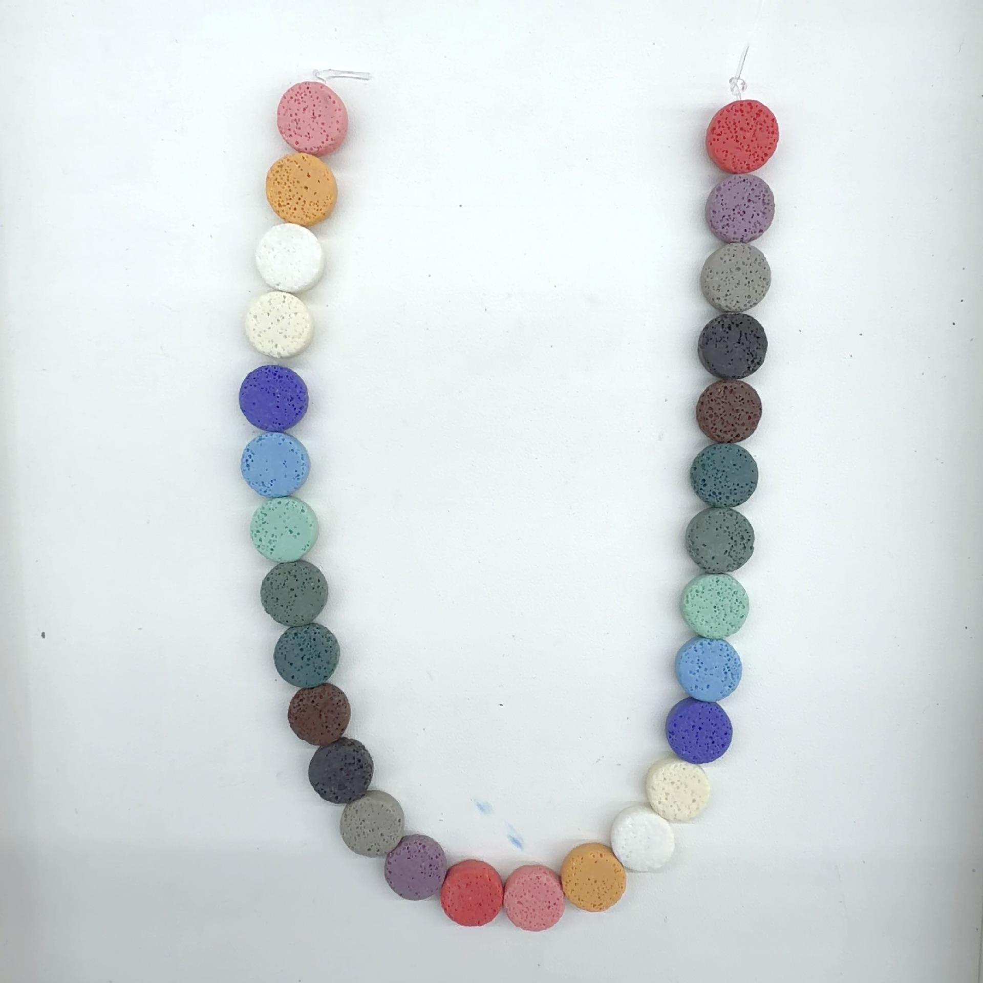 Natural Multi-Color Volcanic Stone Flat Beads for Jewelry and Incense Diffusers
