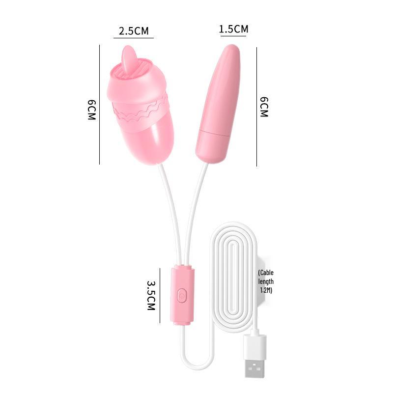 Comele Flirting Egg: USB Double Vibrator with Sucking and Licking Tongue, Variable Frequency for Adult Pleasure