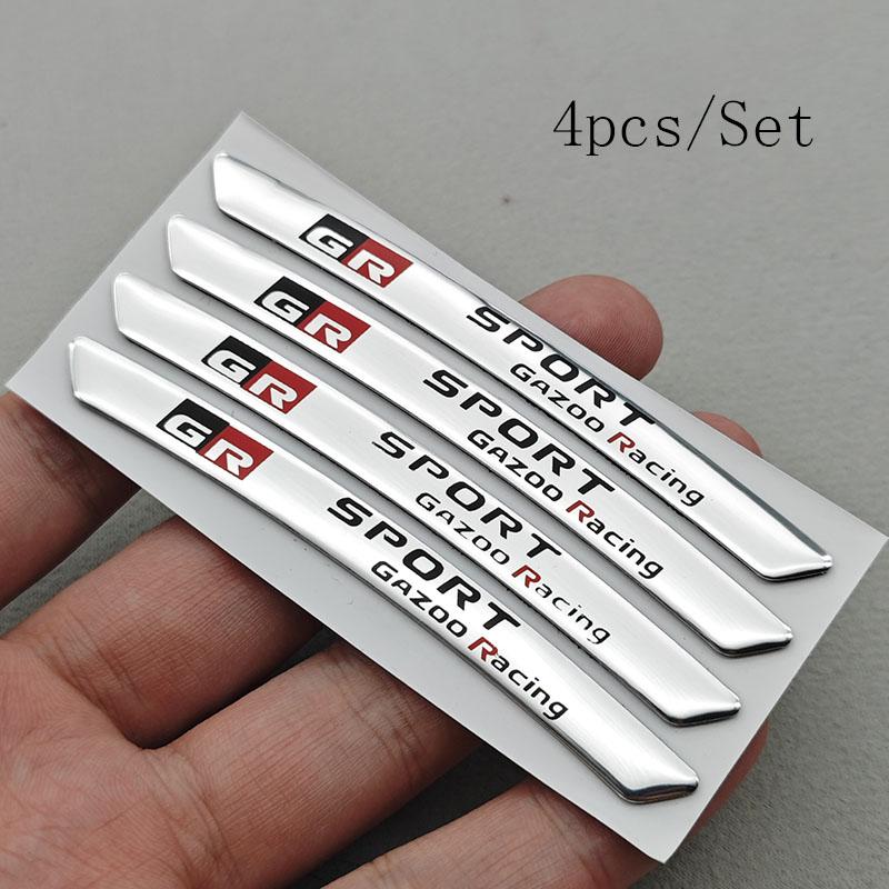 4Pcs Aluminum Car Logo GR Sport Wheel Rim Stickers Badge Emblem For Toyota Gazoo Racing Camry RAV4 Corolla Prado YARiS Hilux