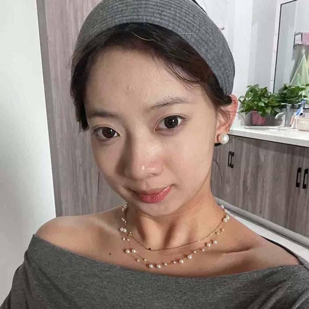 Titanium Steel Stacked Pearls Necklace Luxury Neck Pendant Beaded Choker Necklace  Birthday Gift