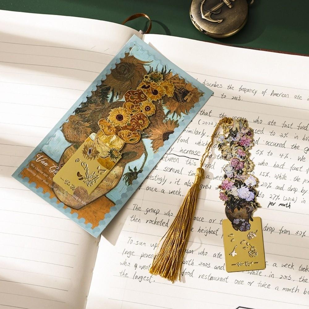 New Hollow Design Book Page Clip Super-thin Floral Painting Book Mark Sunrise Blossoms Beach Metal Bookmark Holiday Gifts