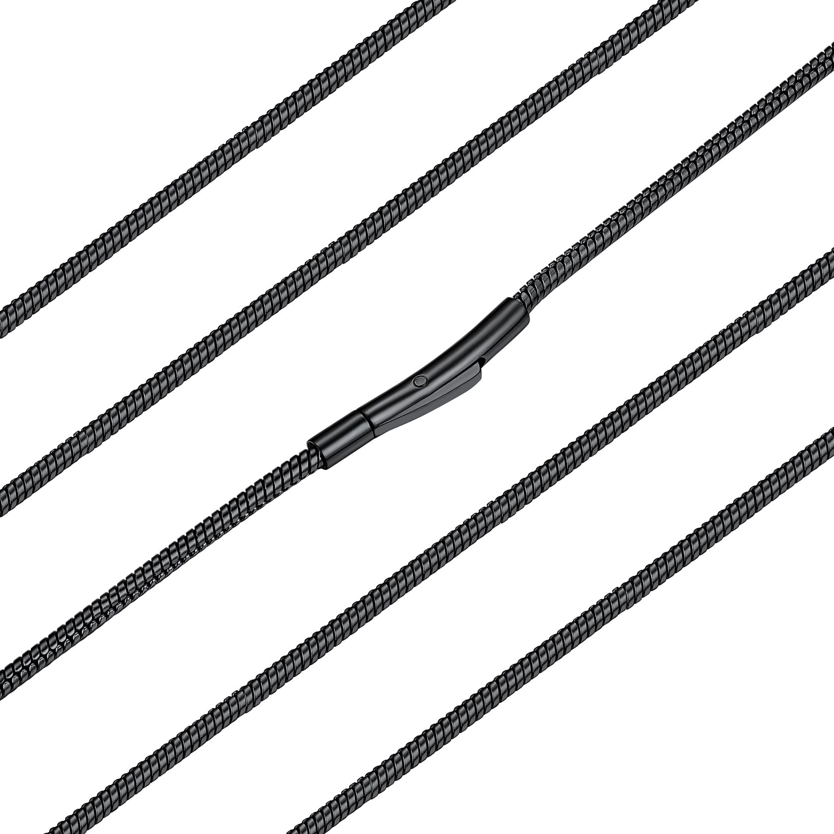 

[ChainsHouse] Necklace Chain Only - Men s Surgical Stainless Steel Snake Chain, Women s Black, 45cm, 2mm Width, One-Touch Clasp, Accessory