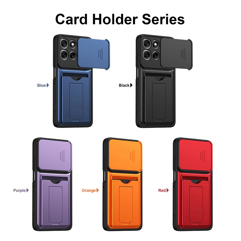 KEYSION Card Holder Bag Phone Case for Motorola MOTO G86 G67 G57 Power G56 5G Slide Camera Protection Kickstand Shockproof Cover