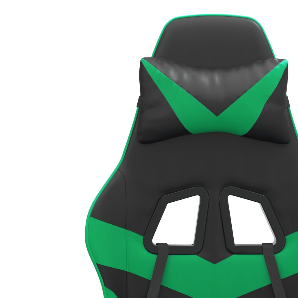 Gaming Chair Swivel Black and Green Faux Leather
