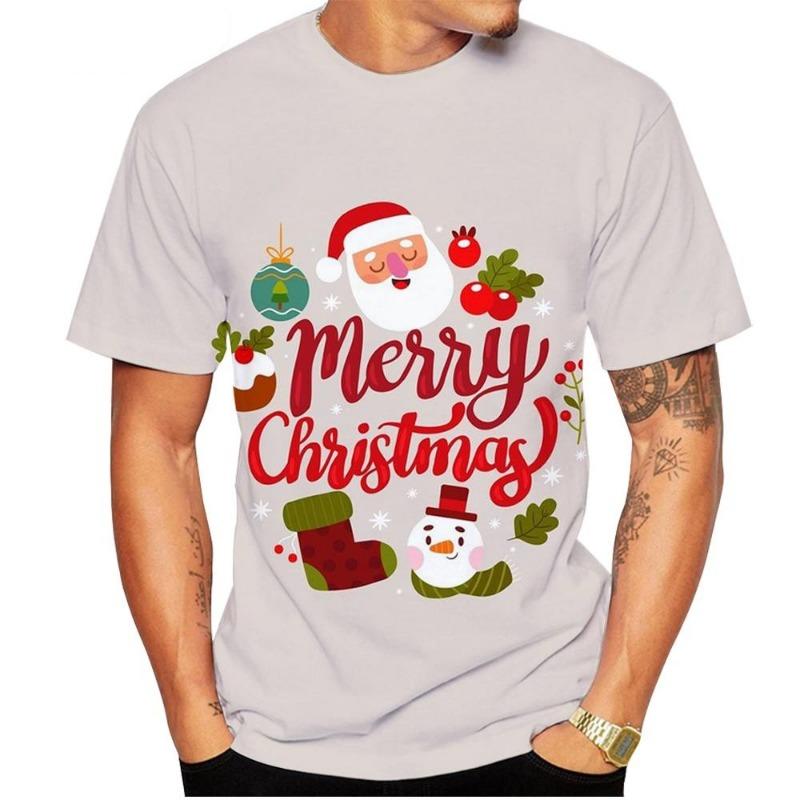 Christmas Men's T-Shirt 3D Print Casual Cartoon Short Sleeve Tee Shirts Fashion Tops Crew Neck Pullover Male Oversized Clothing