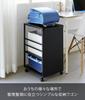 Yamazaki Slim Storage Wagon with Tower Kitchen Storage 8471 (Yamazaki Industries) Top, Black, W33.8×D42.4×H60.2cm (including Casters), Series, 2-tier,