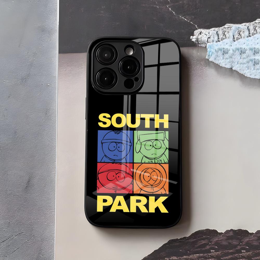 S-South Cute P-Park Phone Case For IPhone 17 Air 16 E Pro Max 15 14 13 Mini 12 Pro 11 Max Plus Black Glass Cover