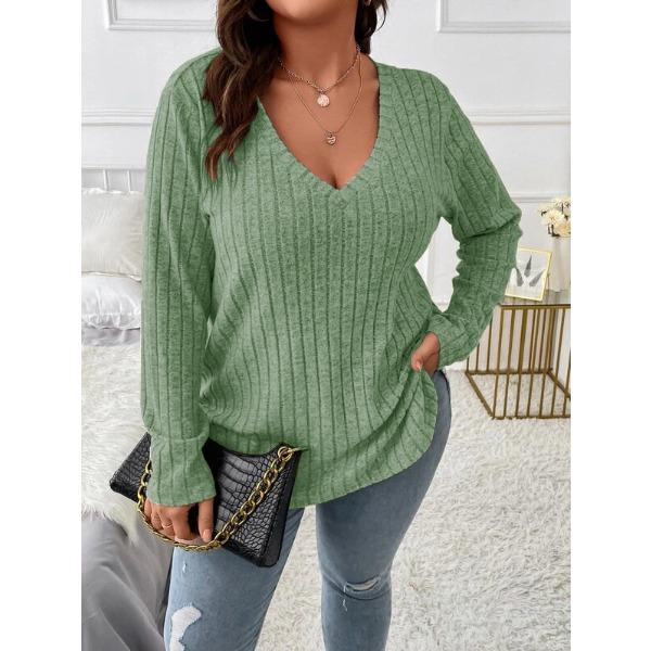 

HNXC Autumn and Winter Solid-color Pluse-size Women s Top, V-neck Long-sleeved, Fringed Brushed T-shirt, Loose Pullover XXXXXL светло-зеленый