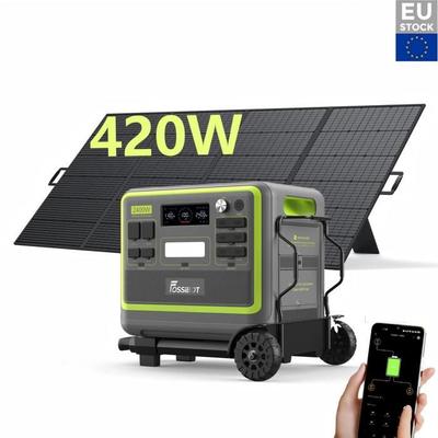 F2400 Portable Power Station+420W Solar Panel+trailer, Solar Generator 2048Wh LFP Battery 2400W, Camp/Voy/Home/Urge