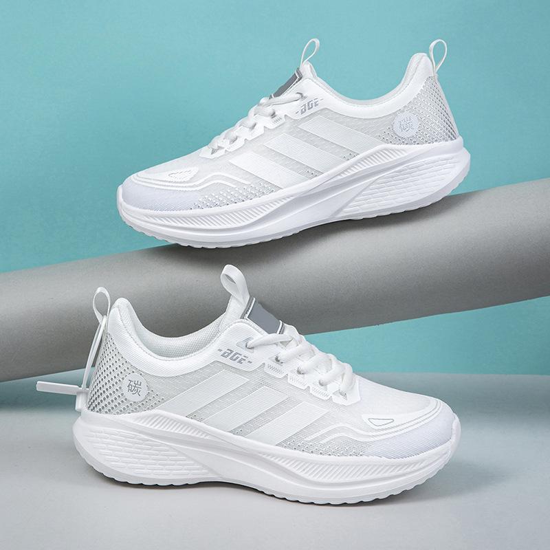 

Летняя пара обуви Дышащая спортивная обувь из ледяной сетки Ультралегкая карбоновая пластина Обувь для бега на открытом воздухе Универсальная повседневная обувь 44 белый