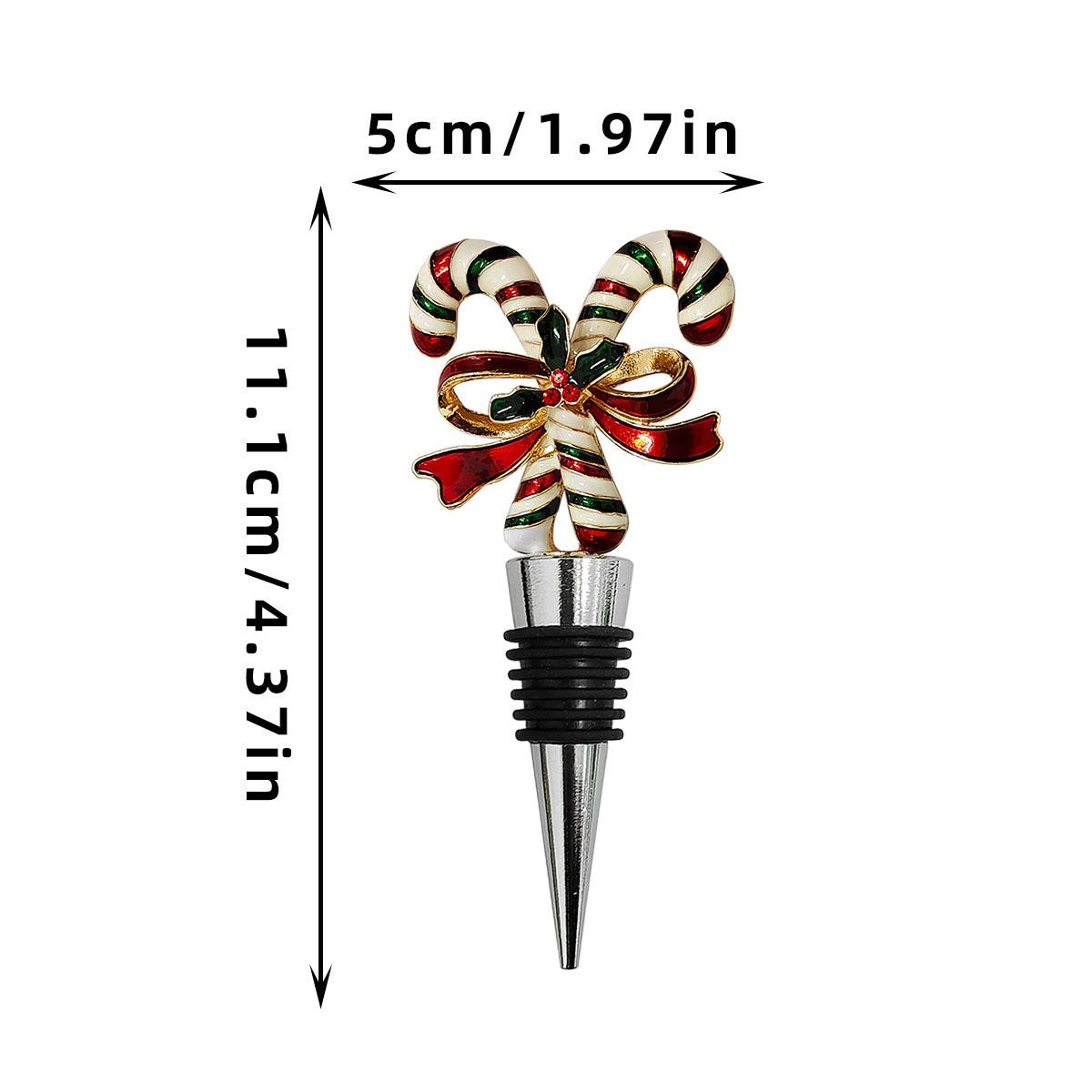 Christmas Candy Cane Bow Wine Stopper Conical Aluminum Alloy and Silicone Vacuum Red Wine Bottle Stopper