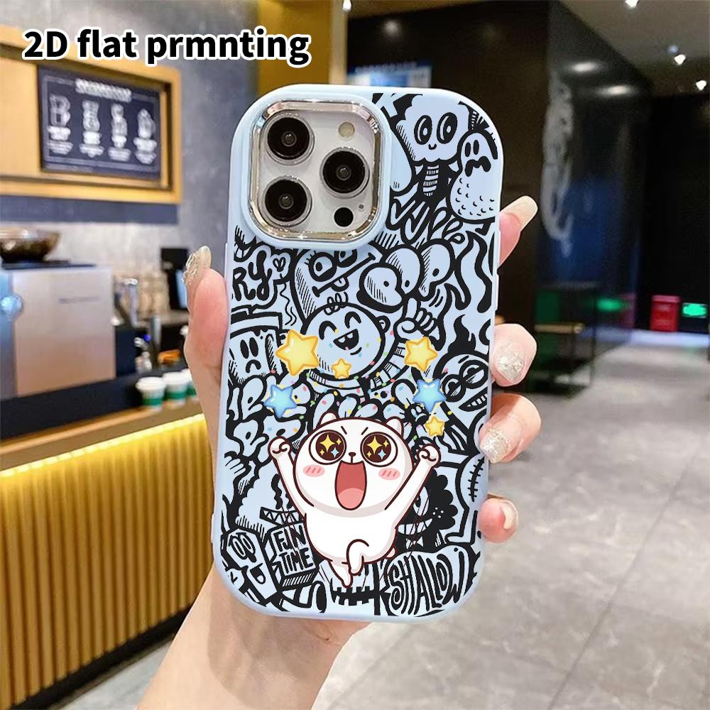 Phone Case: 2D Flat Design Suitable for iPhone 18 17 16 15 14 13 Pro Protective Case, Couple Style, Cartoon Kittens, Christmas and Halloween Gifts