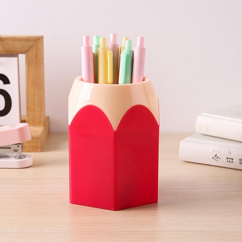 Creative Desktop Pen Holder: Large Capacity Pencil Organizer with Stylish Contrasting Colors for Students and Office Use