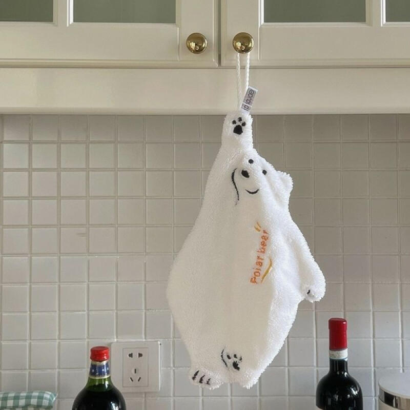 Nungnung Cute Teddy Bear Kitchen Towel Ring Towel Hand Towel white