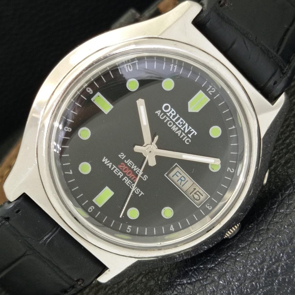 VINTAGE ORIENT AUTOMATIC 46941 JAPAN MENS BLACK COLOR DIAL WATCH a700623-5 R204-a700623