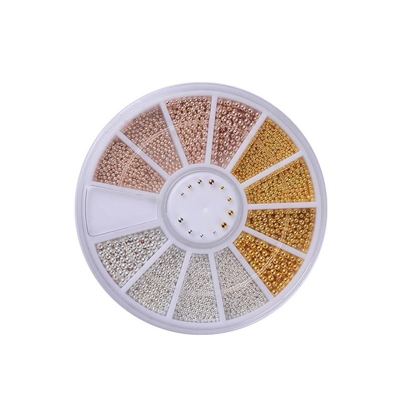 

Дизайн ногтей крошечные стальные бусины с икрой, разные размеры, 3D-дизайн, маникюрные украшения, розовое золото, серебро, украшение «сделай сам»