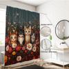 1pc Cute Kitten Print Waterproof Shower Curtain Partition Privacy Hanging Curtain with 12 Hooks Multiple Sizes Machine Washable