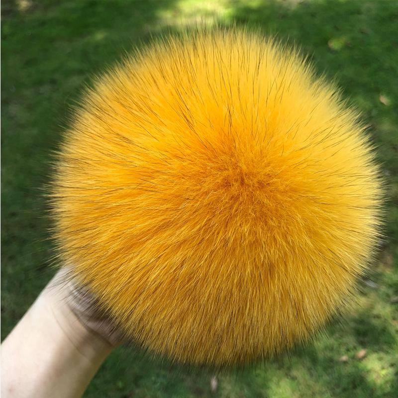 13 15 cm DIY Naturfarbe Echte Waschbärfell Pompons Für Taschen Gestrickte Mütze Hüte Echtes Fuchs Fell Pompon