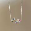 New Geometry Colored Zircon Flower Women's Necklace Earrings Trendy Fashion Sweet Luxury Clavicle Chain Premium Jewelry Gift