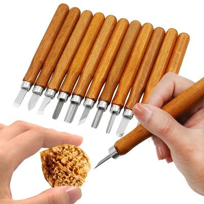 12 Piece Set of Soft Wood Carving Knife Set Art Carving Knife Set Suitable for DIY  Beginners and  Carving Carpenter Experts