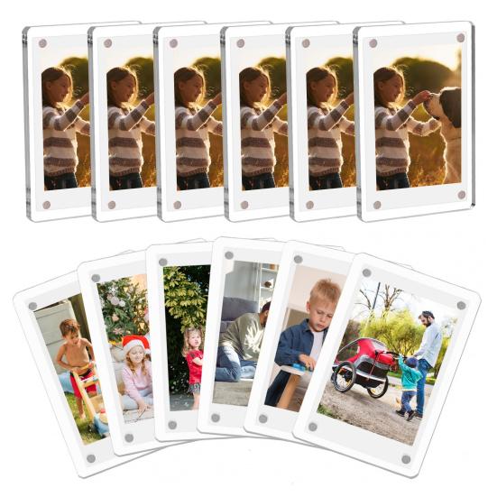 Acrylic Magnetic Photo Frame Double-Sided Clear Picture Display Frame Refrigerator Magnet Picture Holder for Fujifilm Photo