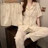 Cloud Cotton Short-Sleeved Three-Piece Pajamas Women'S Summer Soft Cute Rabbit Girl Loose And Comfortable Loungewear