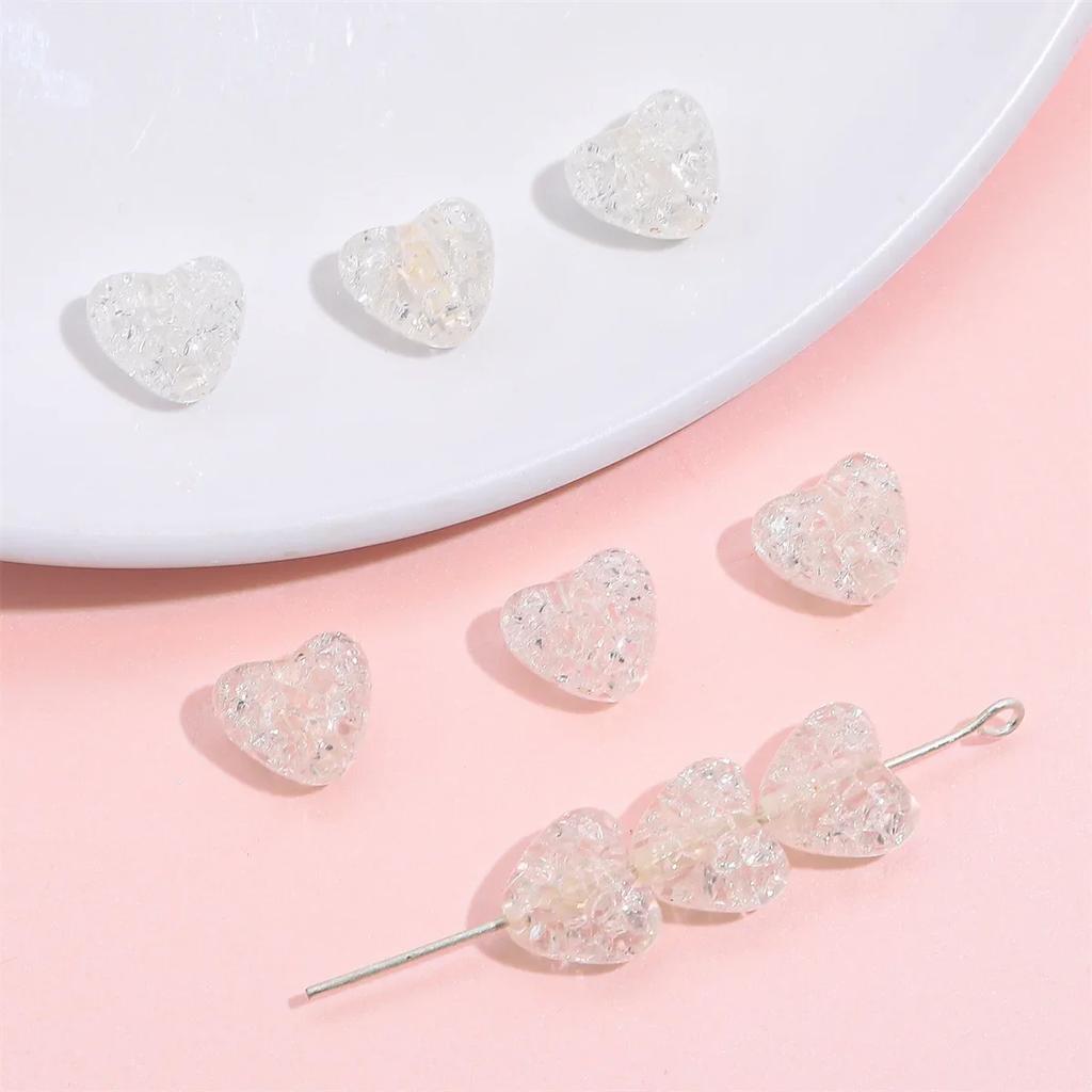 TX23 70pcs 10x9mm Candy Color Petite Acrylic Minimalist Inner Peach Heart Charm Bead DIY Handmade Jewelry Bracelet Accessories