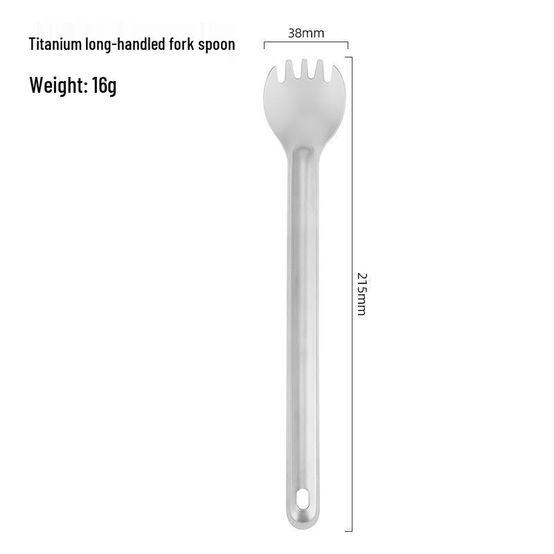 Portable Pure Titanium Cutlery Set: Long Handle Knife, Fork, and Spoon for Camping and Picnics