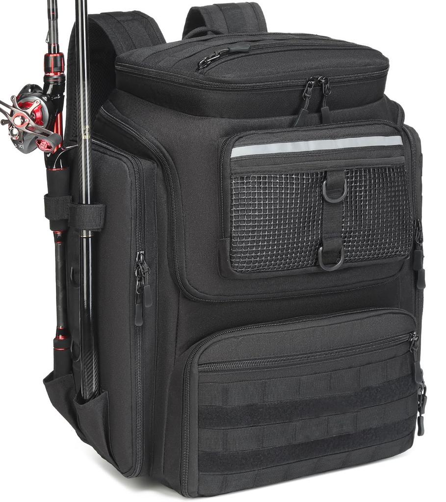 Fishing Backpack with Rod Holders 45L Large Waterproof Fishing Bag for Outdoor Camping and Hiking - (Bag Only)