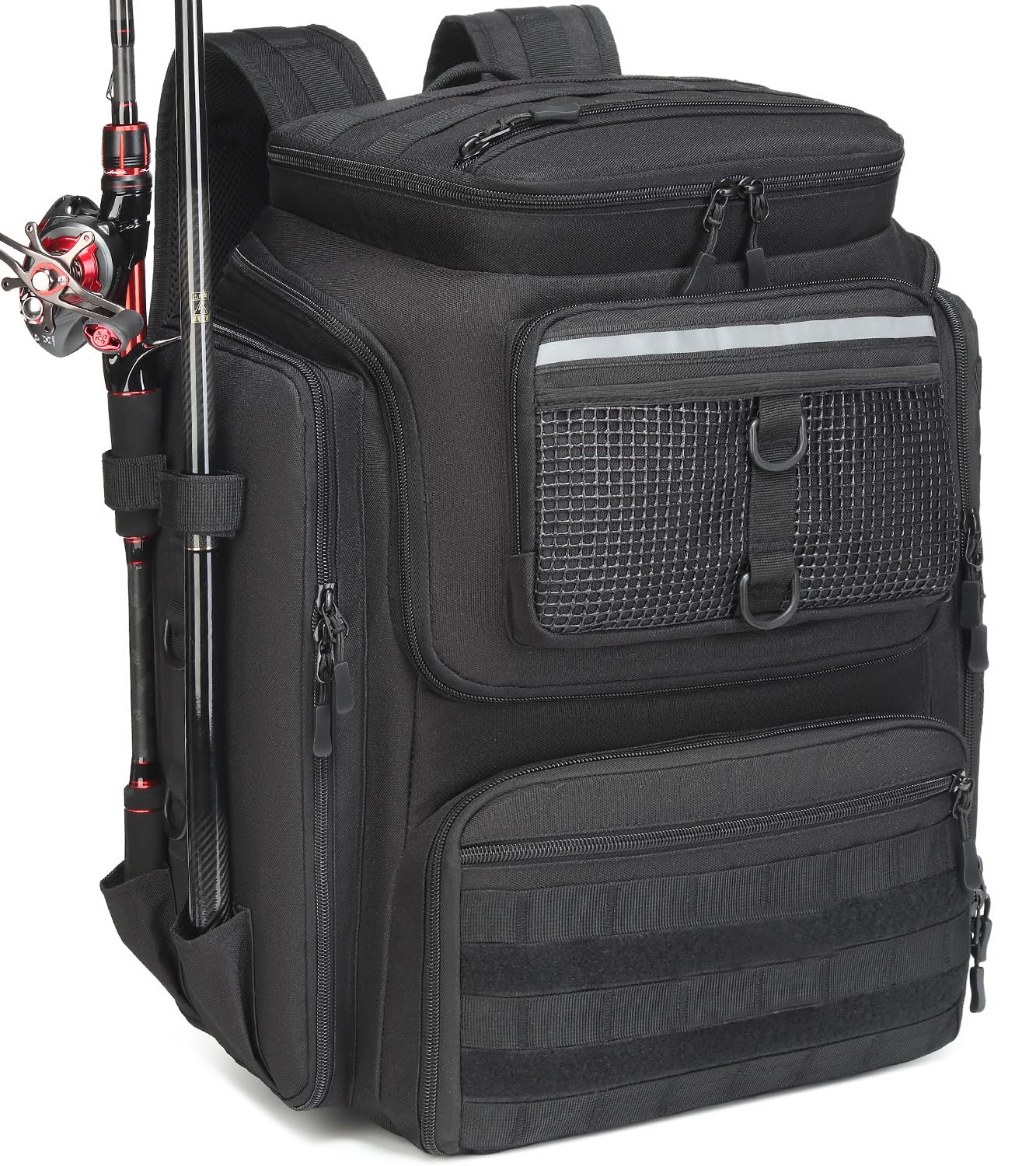 

Рыболовный рюкзак с держателями для удилищ 45 л Большой водонепроницаемый рыболовный рюкзак для активного отдыха, кемпинга и пеших походов - (Только сумка) чёрный