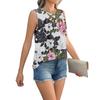 Women's Summer Vest Loose Pleated Round Neck Shirt Casual Sleeveless Top