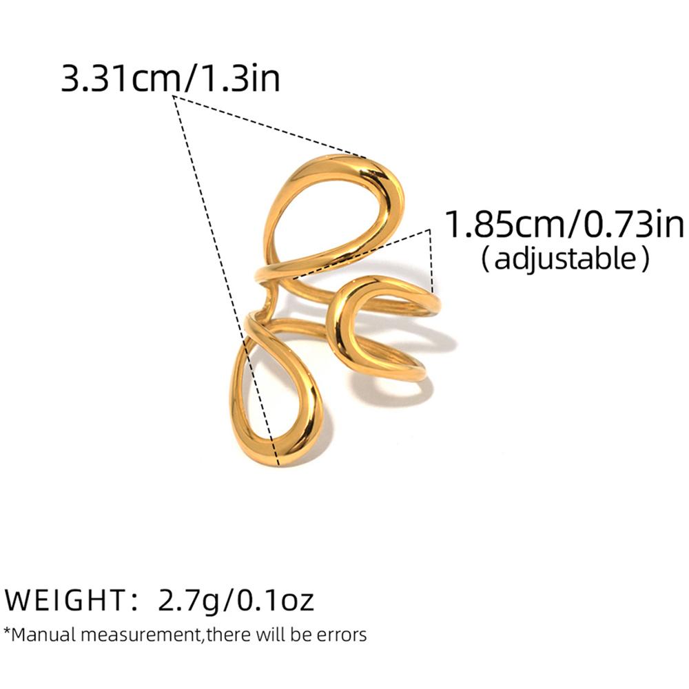 Stainless Steel Geometric Line Hollowed-Out Opening Ring Simple And Fashionable Design Sense Trendy Jewelry Accessory For Women