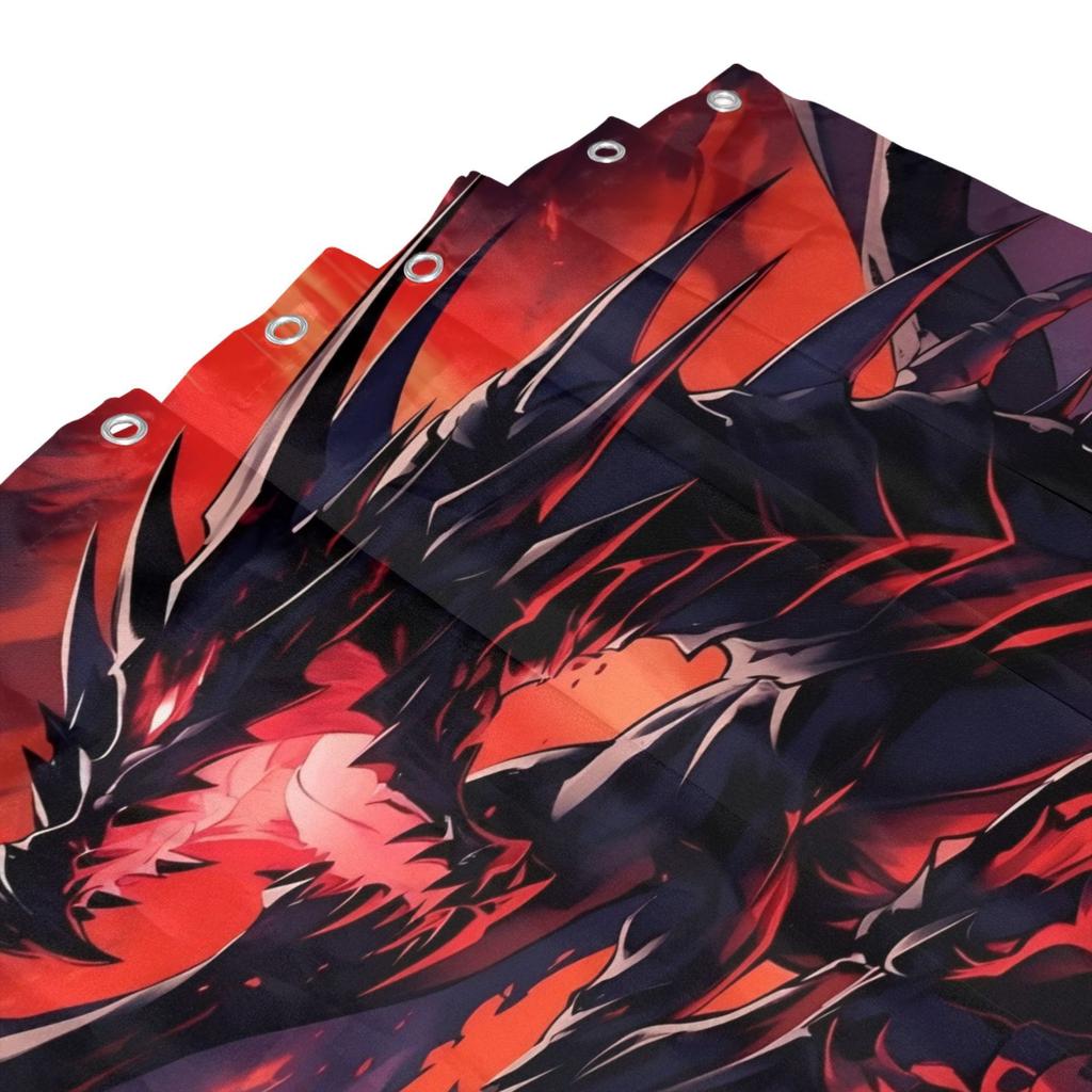 Dunkler Gott Rotäugiger Schwarzer Drache Duschvorhang - Abnehmbarer Polyester Badezimmerdekor mit Lebendiger Fantasy-Kunst, Maschinenwaschbar