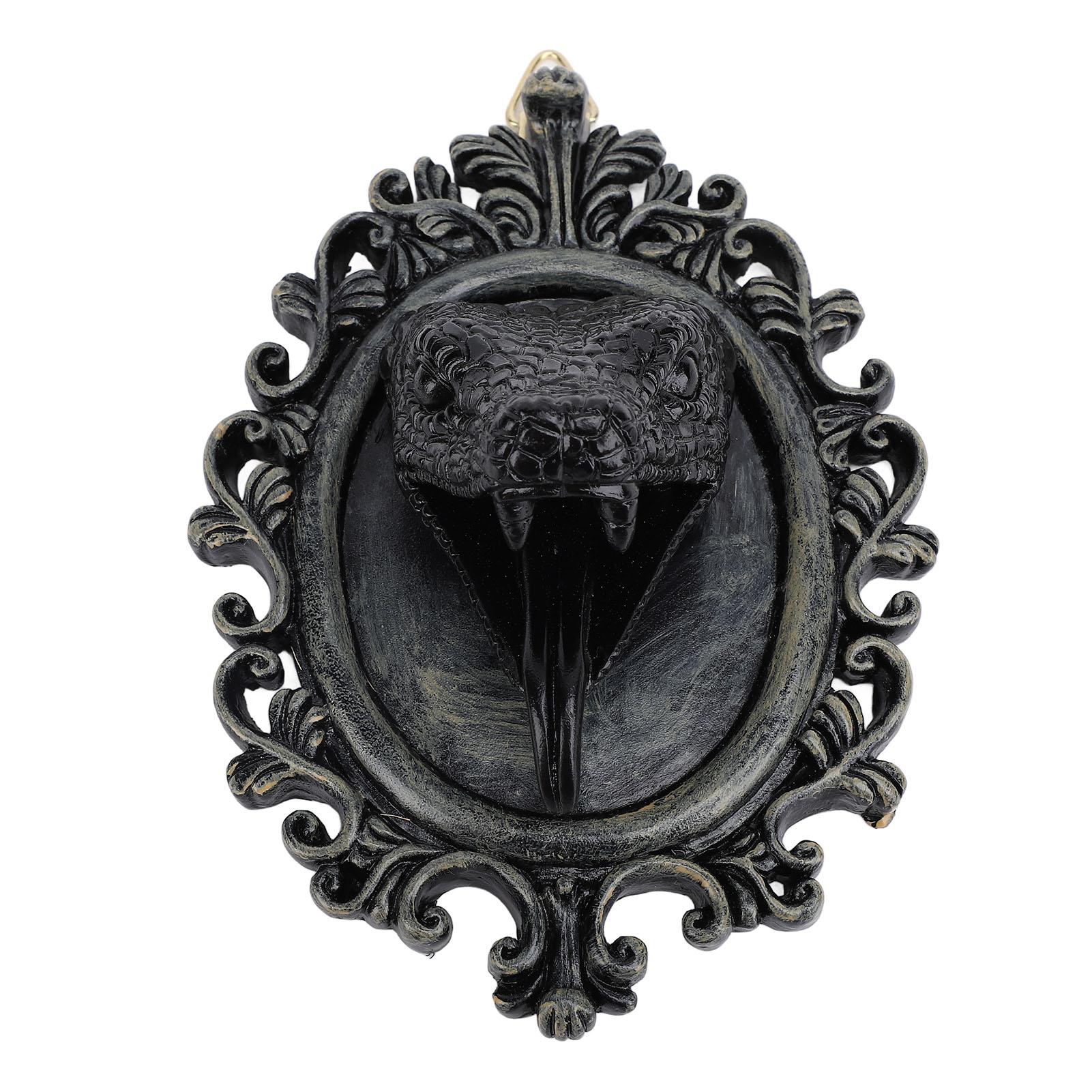 

Статуэтка Голова Змеи Декоративное Украшение Смола Высокая Симуляция Деликатные Детали Готическая Настенная Композиция Голова Змеи серебряный