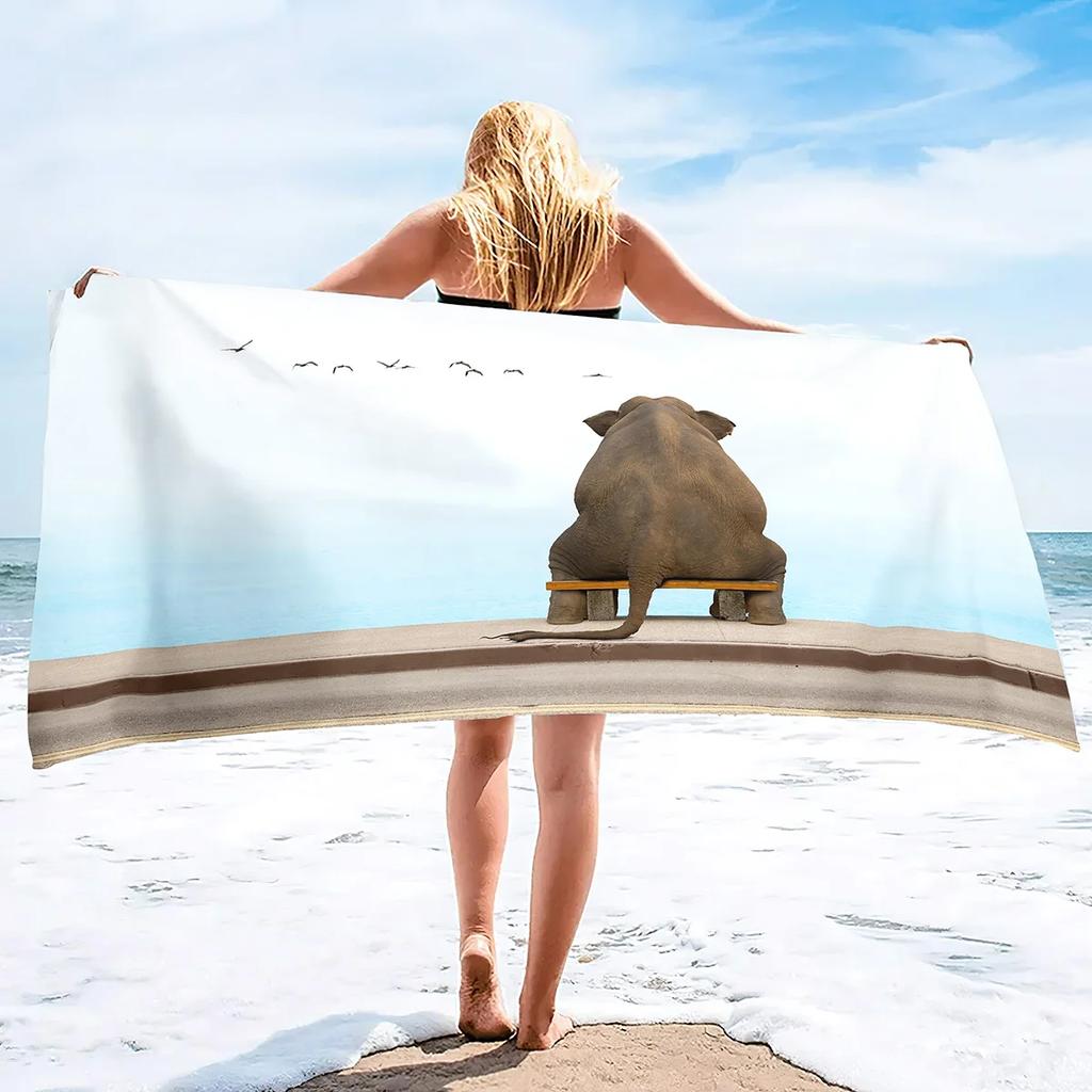 Elefant Strandtuch Reise Übergröße Pool- und Badetücher Pooltuch Superweicher Plüsch Sandfreies Handtuch Schnelltrocknendes Strandtuch
